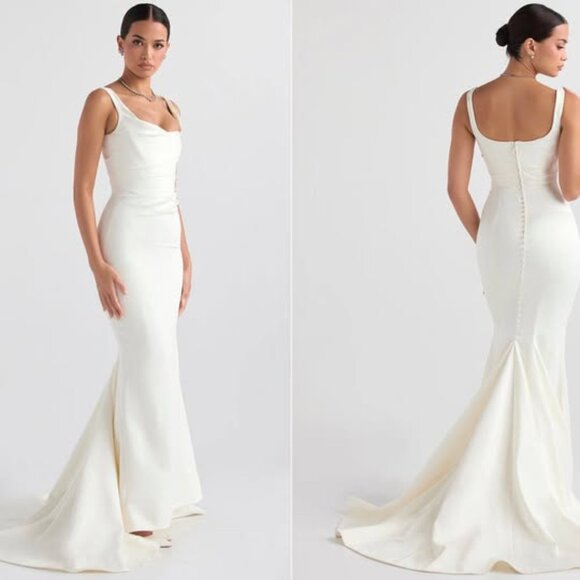 Emilie off white satin mermaid bridal gown size M - Picture 5 of 9